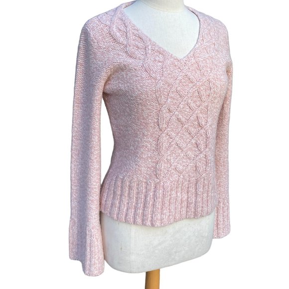 Vintage Sleeping on Snow Wool Cable Knit Sweater Y2K Soft Girl Flare Sleeve -M - Picture 1 of 16